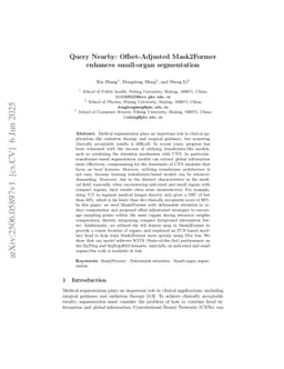 Query Nearby: Offset-Adjusted Mask2Former enhances small-organ segmentation
