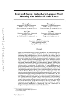 Route-and-Reason: Scaling Large Language Model Reasoning with Reinforced Model Router