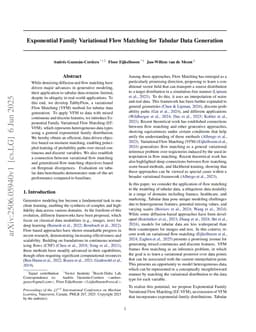 Exponential Family Variational Flow Matching for Tabular Data Generation
