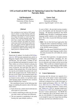 LTG at SemEval-2025 Task 10: Optimizing Context for Classification of Narrative Roles
