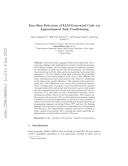 Zero-Shot Detection of LLM-Generated Code via Approximated Task Conditioning