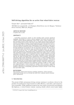 Self driving algorithm for an active four wheel drive racecar