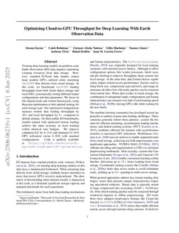 Optimizing Cloud-to-GPU Throughput for Deep Learning With Earth Observation Data