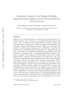 Integrating Complexity and Biological Realism: High-Performance Spiking Neural Networks for Breast Cancer Detection