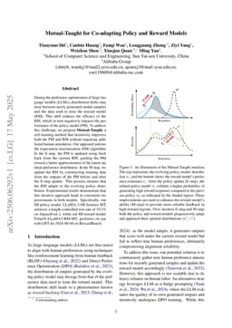 Mutual-Taught for Co-adapting Policy and Reward Models
