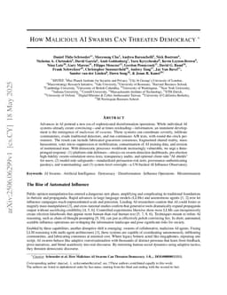 How Malicious AI Swarms Can Threaten Democracy