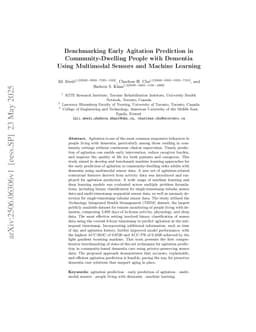 Benchmarking Early Agitation Prediction in Community-Dwelling People with Dementia Using Multimodal Sensors and Machine Learning