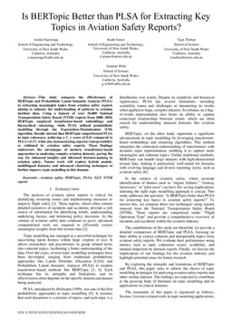 Is BERTopic Better than PLSA for Extracting Key Topics in Aviation Safety Reports?