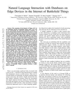 Natural Language Interaction with Databases on Edge Devices in the Internet of Battlefield Things