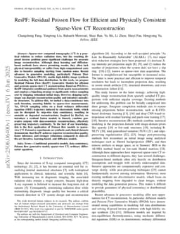 ResPF: Residual Poisson Flow for Efficient and Physically Consistent Sparse-View CT Reconstruction