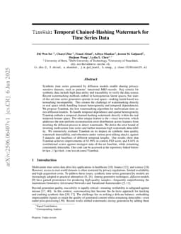 TimeWak: Temporal Chained-Hashing Watermark for Time Series Data