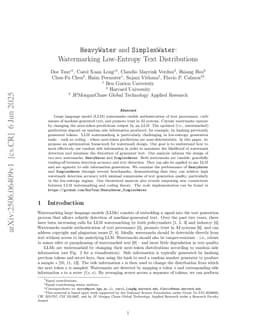 HeavyWater and SimplexWater: Watermarking Low-Entropy Text Distributions