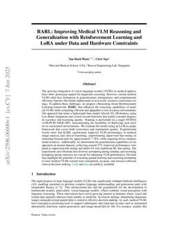 RARL: Improving Medical VLM Reasoning and Generalization with Reinforcement Learning and LoRA under Data and Hardware Constraints