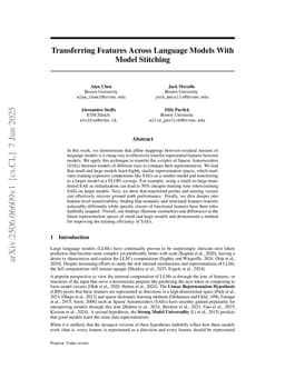 Transferring Features Across Language Models With Model Stitching