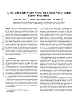 A Fast and Lightweight Model for Causal Audio-Visual Speech Separation