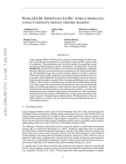 WorldLLM: Improving LLMs' world modeling using curiosity-driven theory-making
