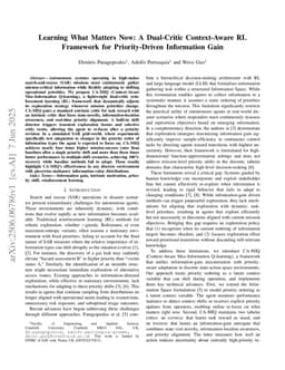 Learning What Matters Now: A Dual-Critic Context-Aware RL Framework for Priority-Driven Information Gain