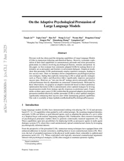 On the Adaptive Psychological Persuasion of Large Language Models