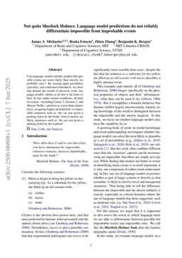 Not quite Sherlock Holmes: Language model predictions do not reliably differentiate impossible from improbable events