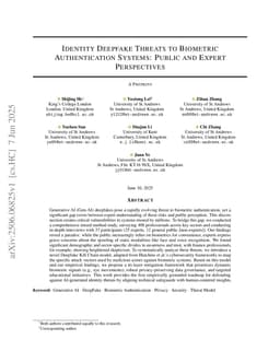 Identity Deepfake Threats to Biometric Authentication Systems: Public and Expert Perspectives