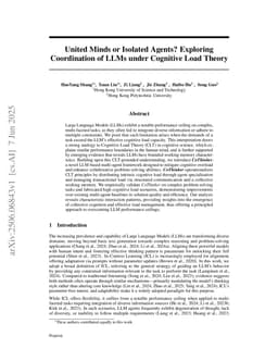 United Minds or Isolated Agents? Exploring Coordination of LLMs under Cognitive Load Theory