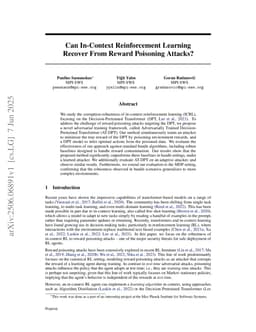 Can In-Context Reinforcement Learning Recover From Reward Poisoning Attacks?
