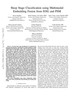 Sleep Stage Classification using Multimodal Embedding Fusion from EOG and PSM