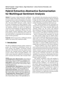 Hybrid Extractive Abstractive Summarization for Multilingual Sentiment Analysis