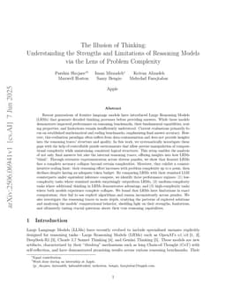 The Illusion of Thinking: Understanding the Strengths and Limitations of Reasoning Models via the Lens of Problem Complexity