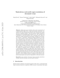 Task-driven real-world super-resolution of document scans