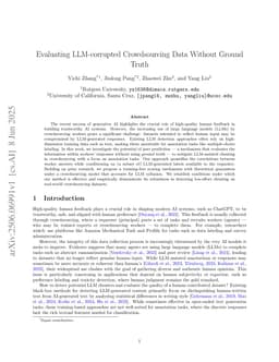 Evaluating LLM-corrupted Crowdsourcing Data Without Ground Truth