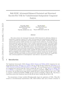 Half-AVAE: Adversarial-Enhanced Factorized and Structured Encoder-Free VAE for Underdetermined Independent Component Analysis