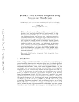 TABLET: Table Structure Recognition using Encoder-only Transformers