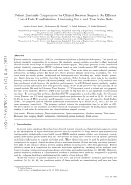 Patient Similarity Computation for Clinical Decision Support: An Efficient Use of Data Transformation, Combining Static and Time Series Data