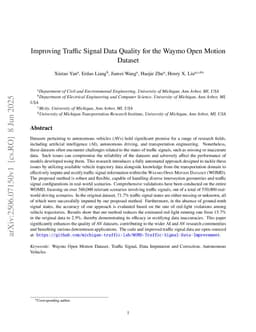 Improving Traffic Signal Data Quality for the Waymo Open Motion Dataset