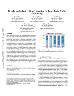 Regularized Adaptive Graph Learning for Large-Scale Traffic Forecasting