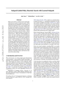 Subgoal-Guided Policy Heuristic Search with Learned Subgoals