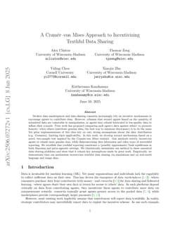 A Cramér-von Mises Approach to Incentivizing Truthful Data Sharing