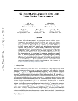 Pre-trained Large Language Models Learn Hidden Markov Models In-context