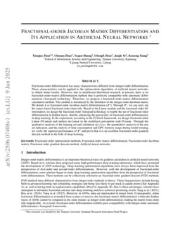 Fractional-order Jacobian Matrix Differentiation and Its Application in Artificial Neural Networks