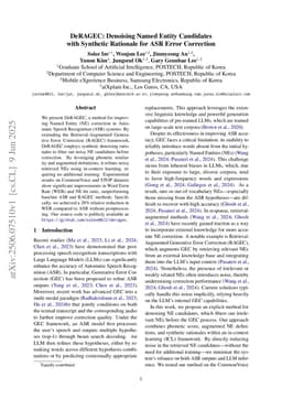 DeRAGEC: Denoising Named Entity Candidates with Synthetic Rationale for ASR Error Correction