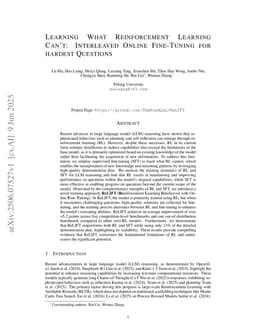 Learning What Reinforcement Learning Can't: Interleaved Online Fine-Tuning for Hardest Questions