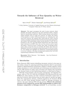 Towards the Influence of Text Quantity on Writer Retrieval