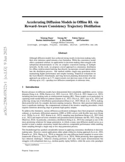 Accelerating Diffusion Models in Offline RL via Reward-Aware Consistency Trajectory Distillation