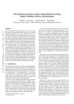 SoK: Data Reconstruction Attacks Against Machine Learning Models: Definition, Metrics, and Benchmark