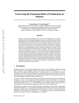 Uncovering the Functional Roles of Nonlinearity in Memory
