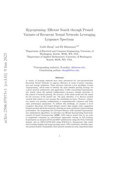 Hyperpruning: Efficient Search through Pruned Variants of Recurrent Neural Networks Leveraging Lyapunov Spectrum