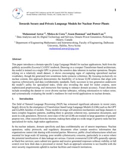 Towards Secure and Private Language Models for Nuclear Power Plants