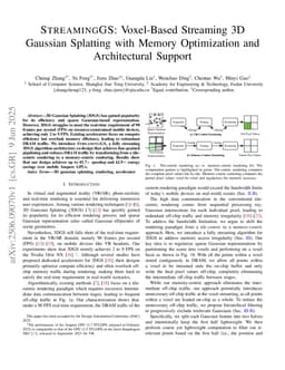 STREAMINGGS: Voxel-Based Streaming 3D Gaussian Splatting with Memory Optimization and Architectural Support