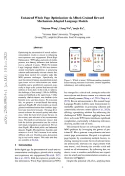 Enhanced Whole Page Optimization via Mixed-Grained Reward Mechanism-Adapted Language Models